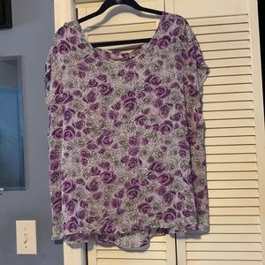 Torrid Purple Roses Sheer Top
